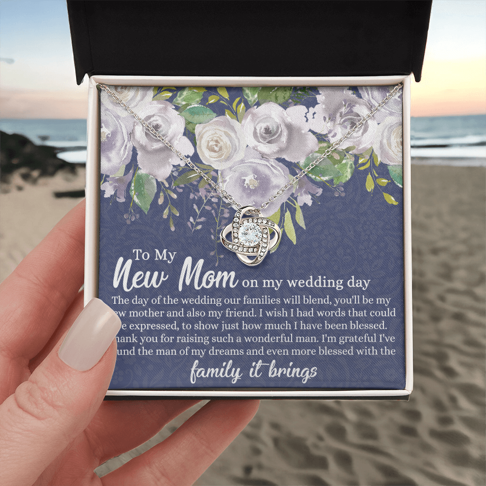 New Mom Necklace - To My New Mom Love Knot Necklace Gift From Daughter, My Wedding Day Necklace Gift For Mom, Wedding Mom Gift Necklace From Daughter, New Mom On My Wedding Day Gift Necklace For Mom