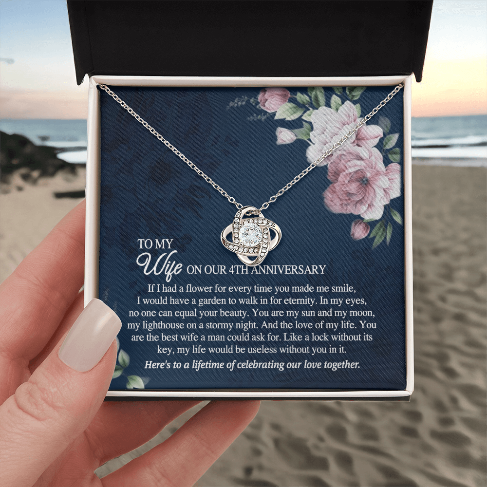 4th Anniversary Necklace Gift For Wife, 4TH Necklace Gift For Wife, Anniversary Necklace Gift For Wife, Soulmate Gift Necklace, To My Wife On Our 4th Anniversary Love Knot Necklace From Husband