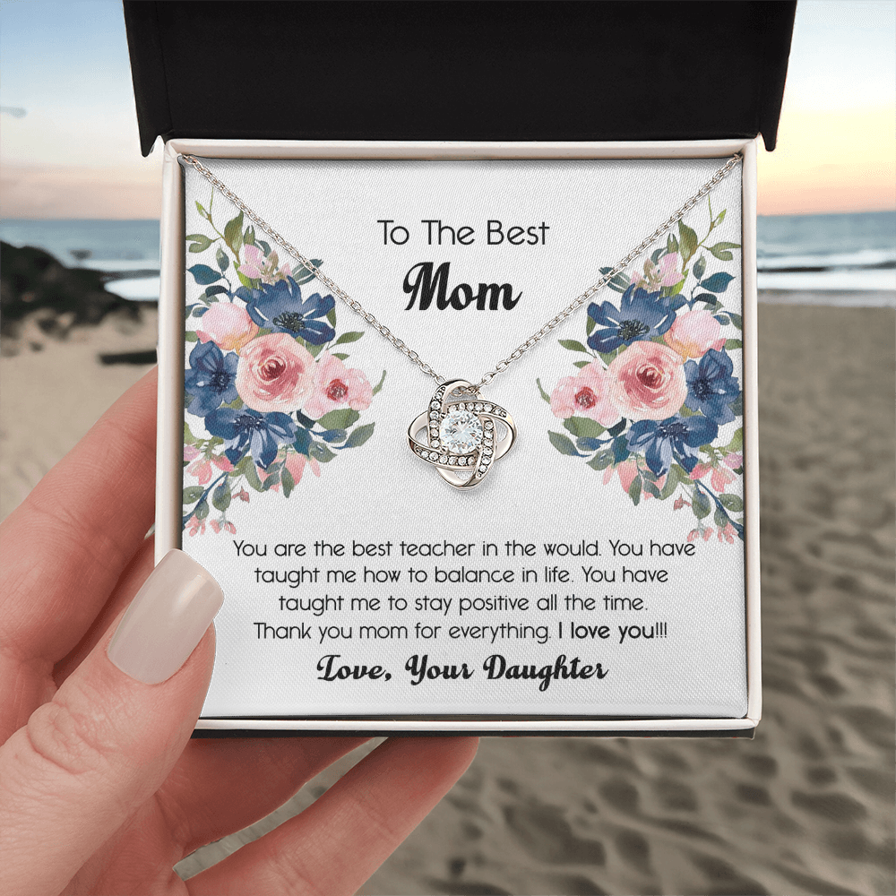 Thank You For Mom Necklace Gift For Mom, To The Best Mom Necklace From Daughter, Mother And Daughter Love Knot Necklace Gift On Mother's Day Anniversary, Birthday Gift Christmas, Jewelry For Women