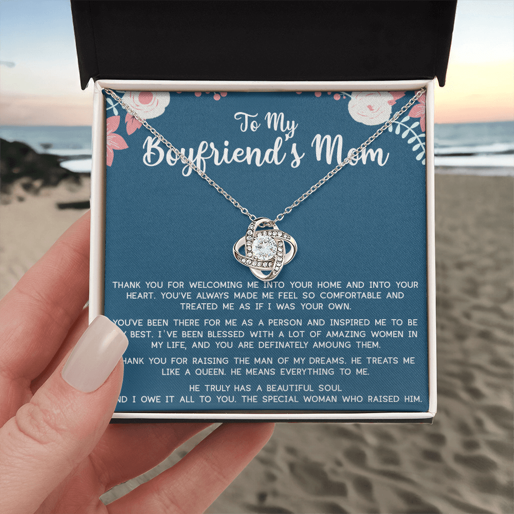 To My Boyfriend's Mom Gift Necklace, Mothers Day Necklace For Boyfriends Mom From Girlfriend, Presents for Mom Necklace for Women, Love Knot Necklace Gift For Boyfriend's Mom From Girlfriends mom