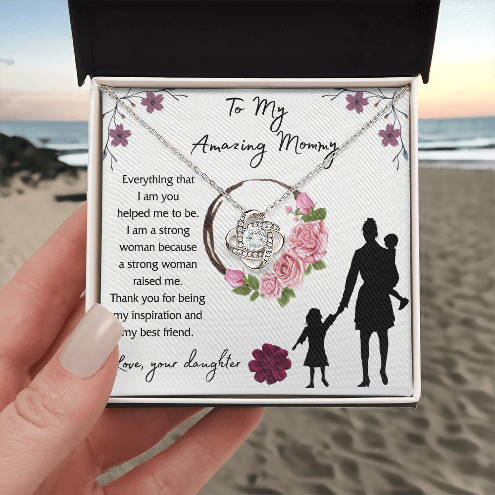 Mom And Daughter Gift Necklace, To My Amazing Mom Necklace From Daughter, Necklace Gift For Mom On Birthday Gift Anniversary Mother's Day Necklace Gift Mom Love Knot Necklace Jewelry Gift For Women