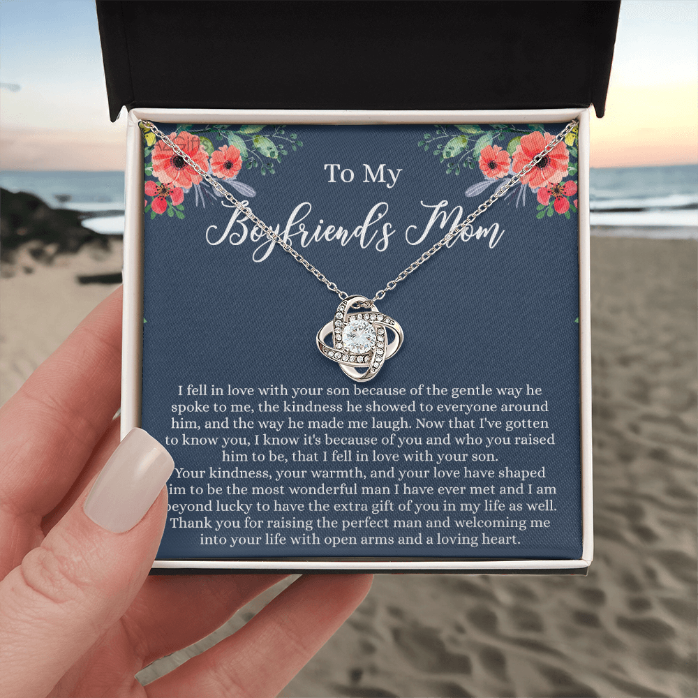 Gift For Boyfriend's Mom Necklace, To My Boyfriend's Mom Love Knot Necklace, Gift To My Boyfriend's Mom Necklace For Mothers Day Birthday Gift Christmas Retirement Jewelry For Women Girlfriend's