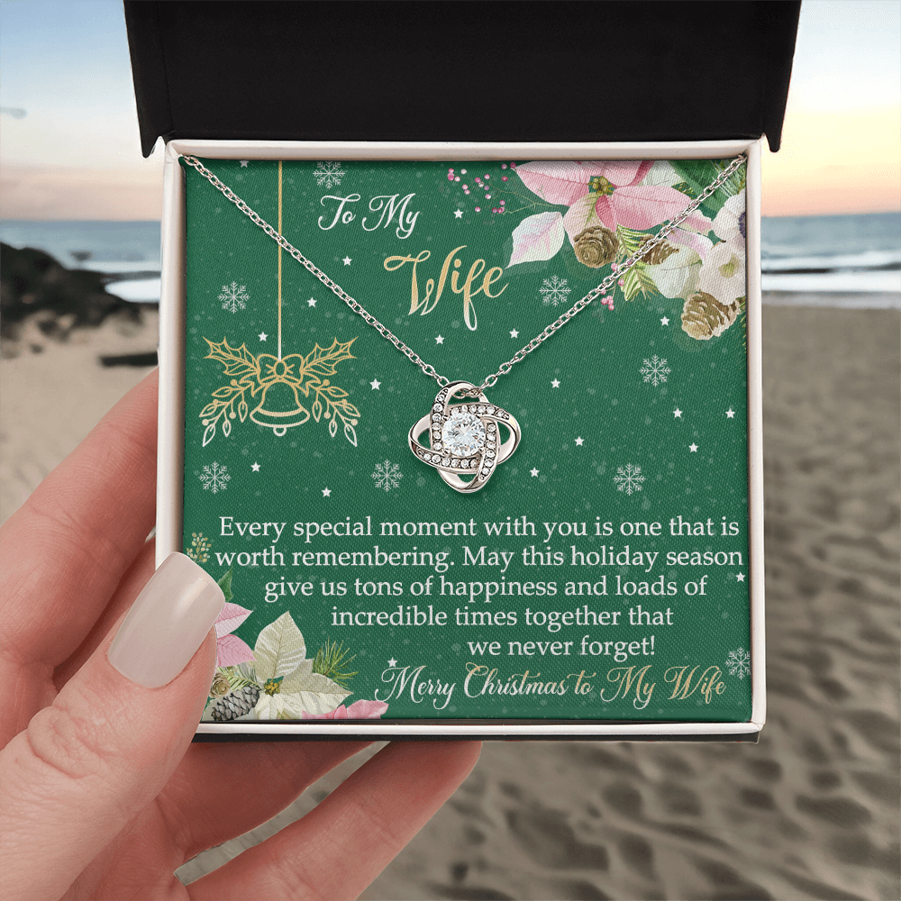 The Love Knot Gift For Wife, To My Wife Merry Christmas Necklace From Husband, Jewelry Gift For Women, Husband To Wife Love Knot Pendant, Merry Christmas To My Wife Gift Necklace On Christmas