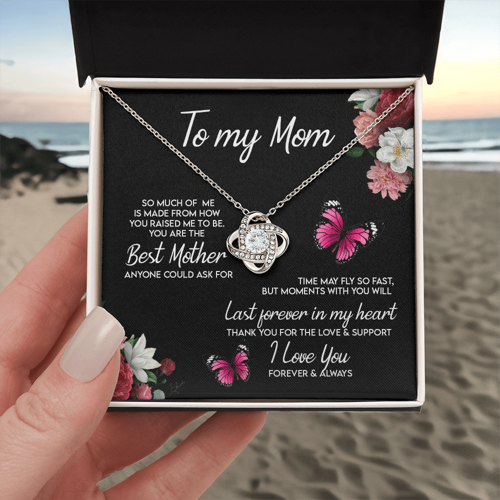 Mom Gift Necklace, To My Mom Necklace From Daughter, Love Knot Necklace Gift For Mom, Happy Mother's Day Necklace Gift Forever And Always Pendant Gift For Mom, Jewelry Gift For Women, Mom Butterfly