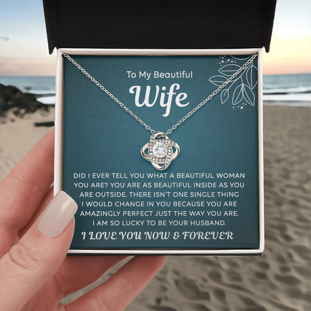 Wife Gift Necklace, To My Beautiful Wife Necklace From Husband, Wife Love Knot Necklace From Husband, Jewelry Gift For Women, Beautiful Women, Badass Wife Gift Necklace, Soulmate Gift Necklace