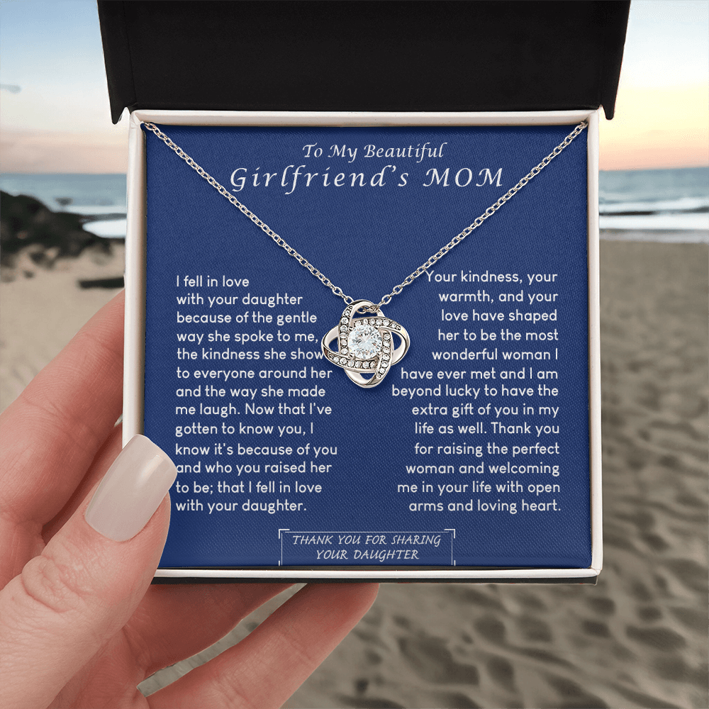To My Girlfriend's Mom Necklace, Beautiful Girlfriend's Mom Necklace From Daughter Girlfriend's Mom Love Knot Necklace Gift Necklace For Girlfriend's Mom From Daughter Girlfriend's Mom Gift Necklace