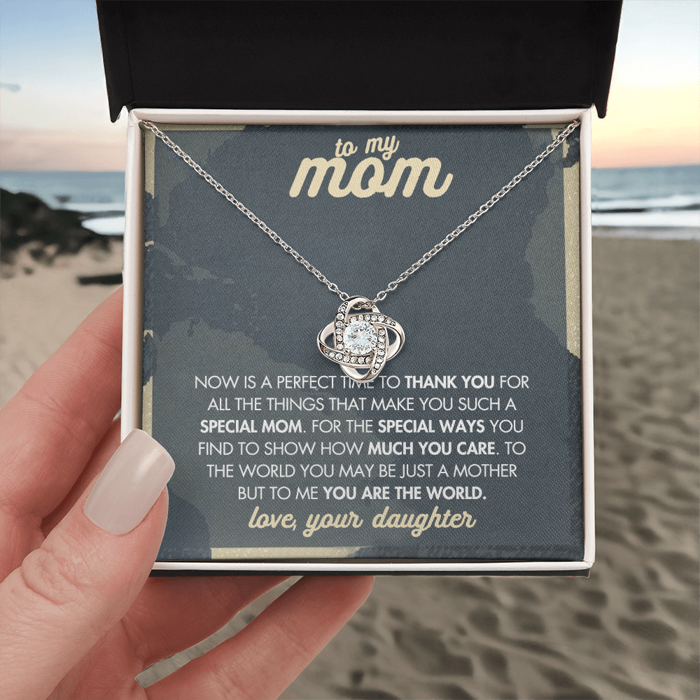 Mother And Daughter Necklace, To My Mom Love Knot Necklace From Daughter, Now Is A Perfect Time To Thank You Necklace Gift For Mom, Mother On Birthday Gift Anniversary Wedding Day Necklace For Mom