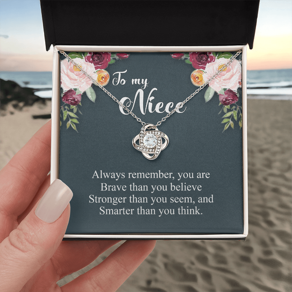 To My Niece Pendant Gift Necklace From Aunt, Niece Confirmation, Niece Birthday With Message Card and Gift Box Niece Necklace Gift from Aunt or Uncle You Are Braver, Smarter, Stronger Jewelry