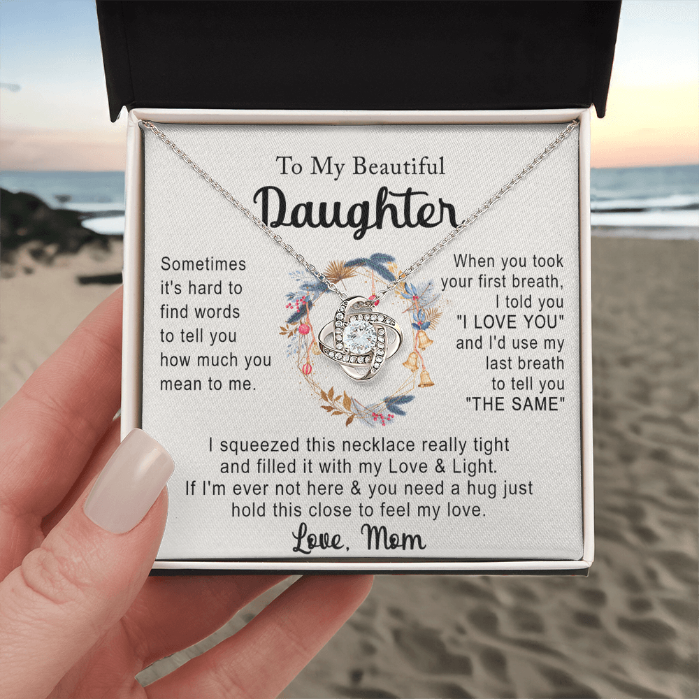 Personalized Necklace With Message Card And Box, Jewelry Custom Card For Daughter, To My Beautiful Daughter Necklace From Mom, Mother To Daughter Pendant From Mom Jewelry Gift For Girls