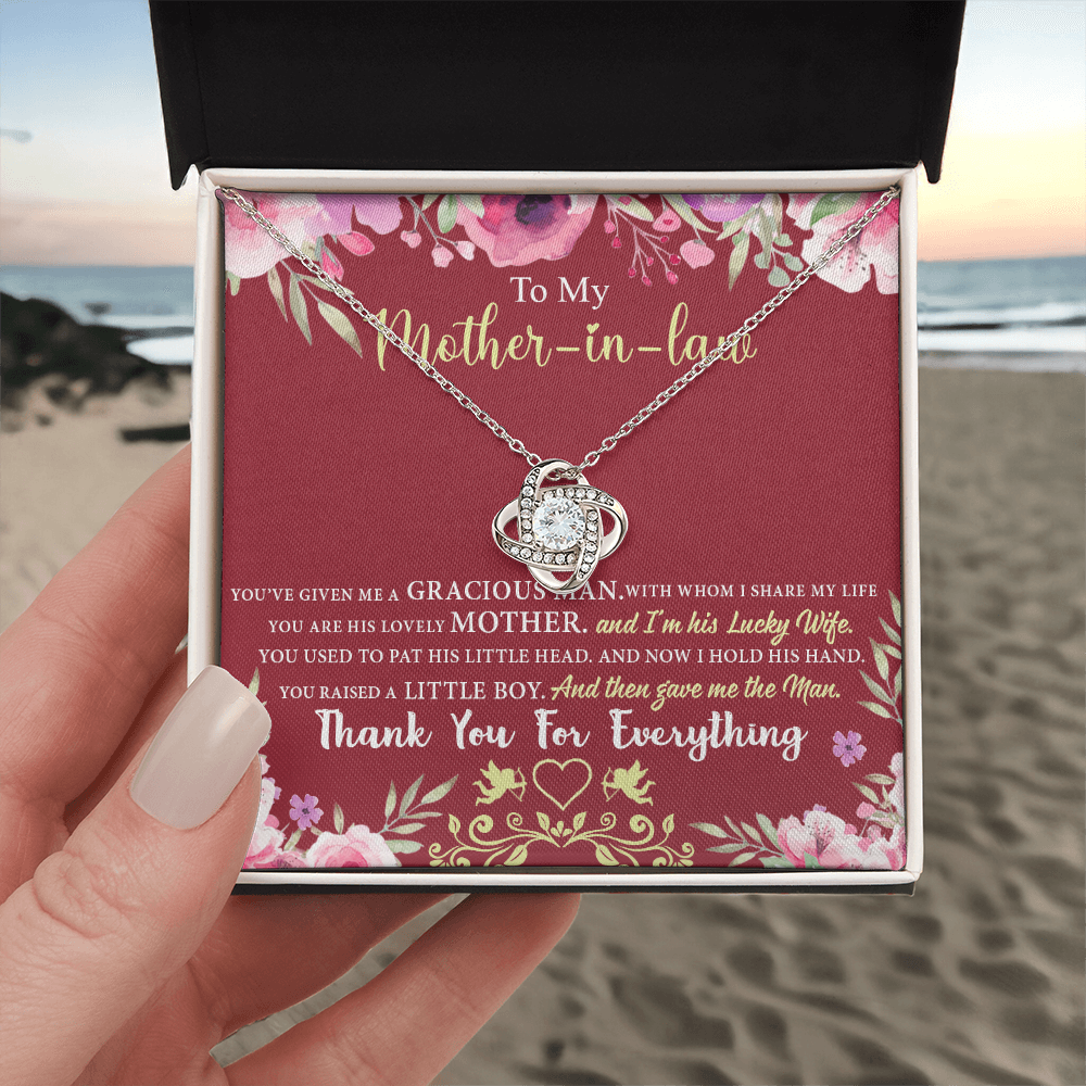 Gift For Mother In Law Necklace, To My Mother In Law Gift Necklace, Mom Love Knot Necklace, Gift To Mother In Law Necklace For Beautiful Mom Jewelry, Mother In Law Beautiful Mom Jewelry For Women