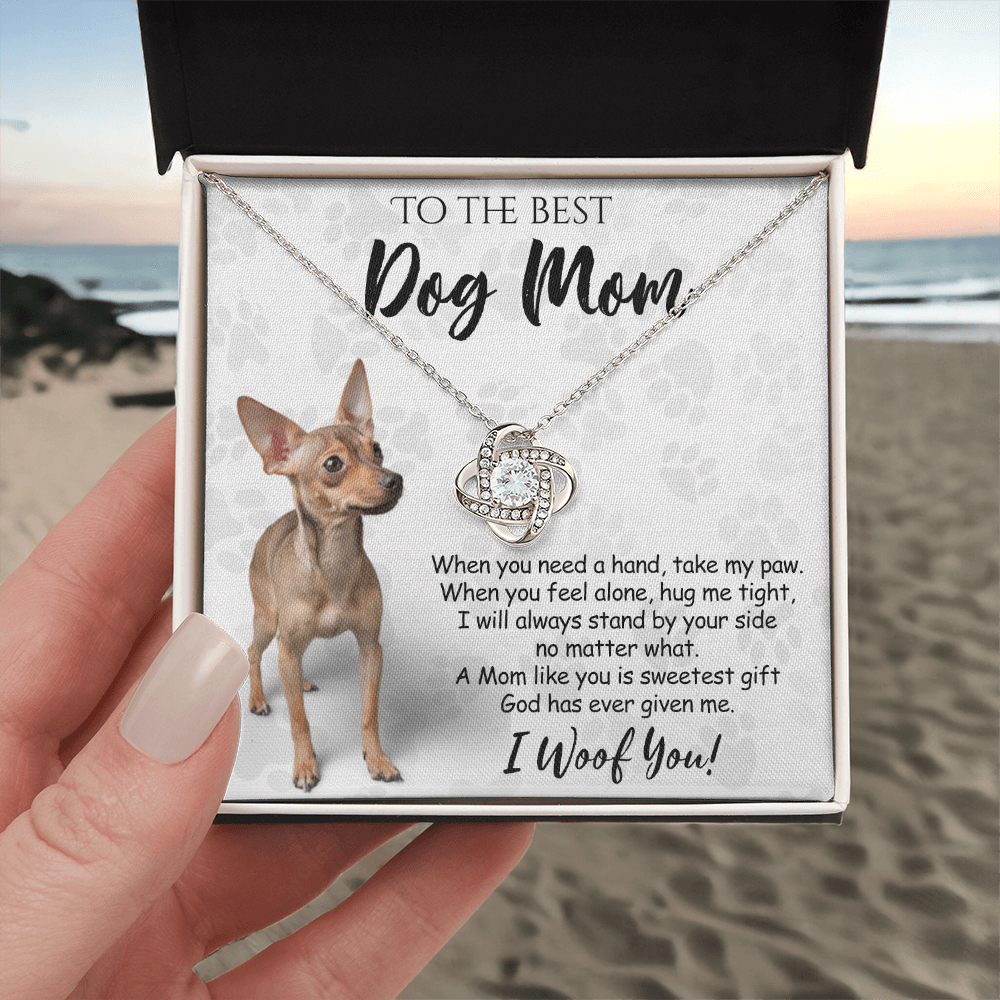 To The Best Dog Mom Love Knot Necklace From Daughter Mother's Day Necklace Gift, Chihuahua Love Knot Pendant, Jewelry Gift For Women, Dog Lovers Chihuahua Gift Necklace, Dog Mom Gift Necklace
