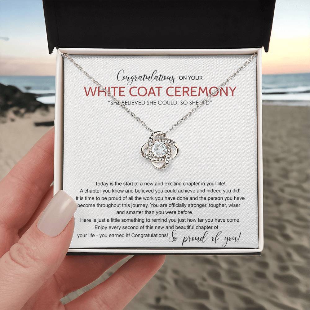 White Coat Ceremony Love Knot Necklace Gift Chiropractor White Coat Necklace Gift For Ceremony, New Doctor Gift Necklace On Congrats Graduation, Senior, Grad Gift For Daughter, Granddaughter, Sister Love Knot Necklace 6323 SO-2655078 chuan chinh ta