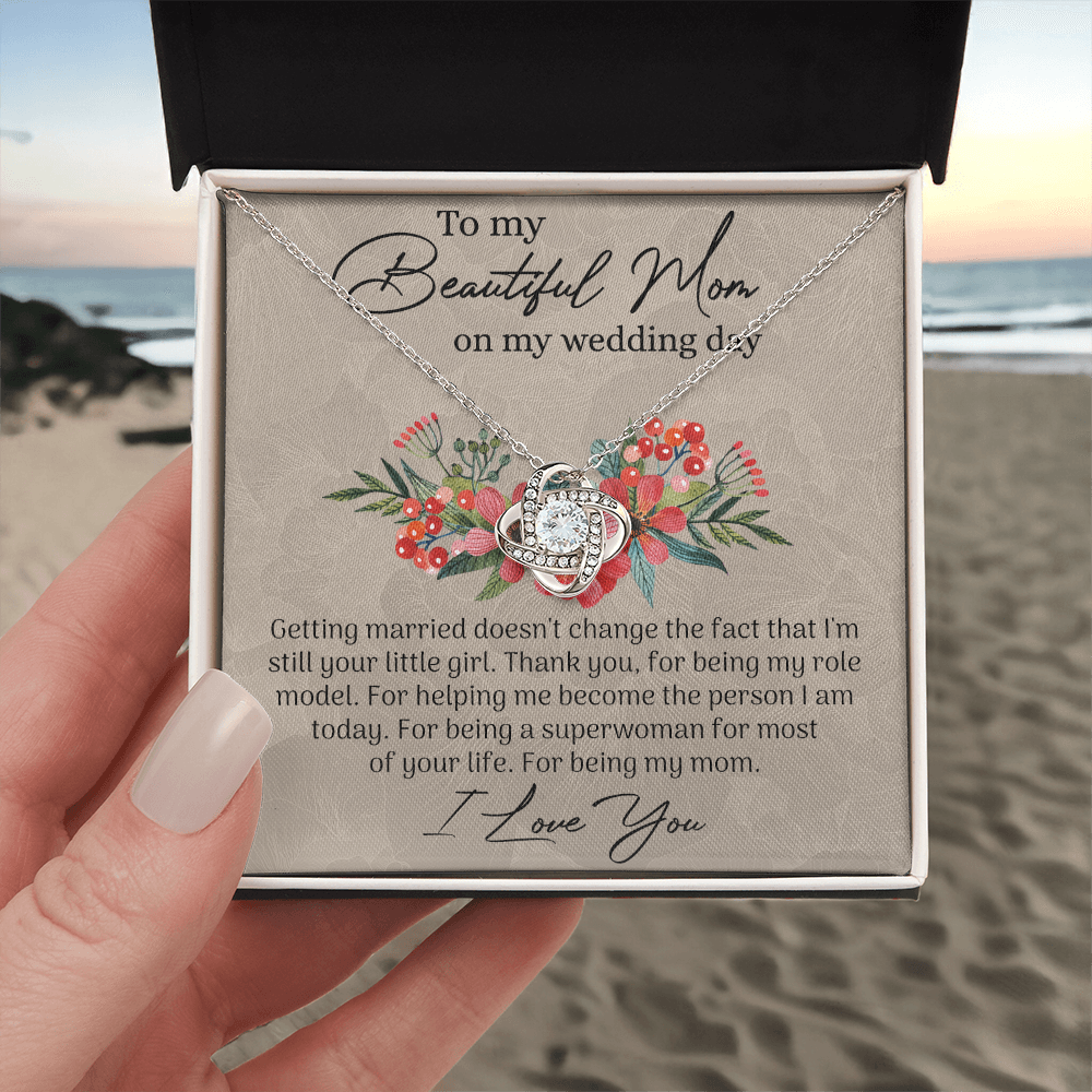 To My Beautiful Mom Necklace, Mom Wedding Gift Necklace from Bride, To My Beautiful Mom On My Wedding Day Necklace Mother of the Bride Gift Necklace Wedding Gift Necklace for Mom, Bride to Mom Gift