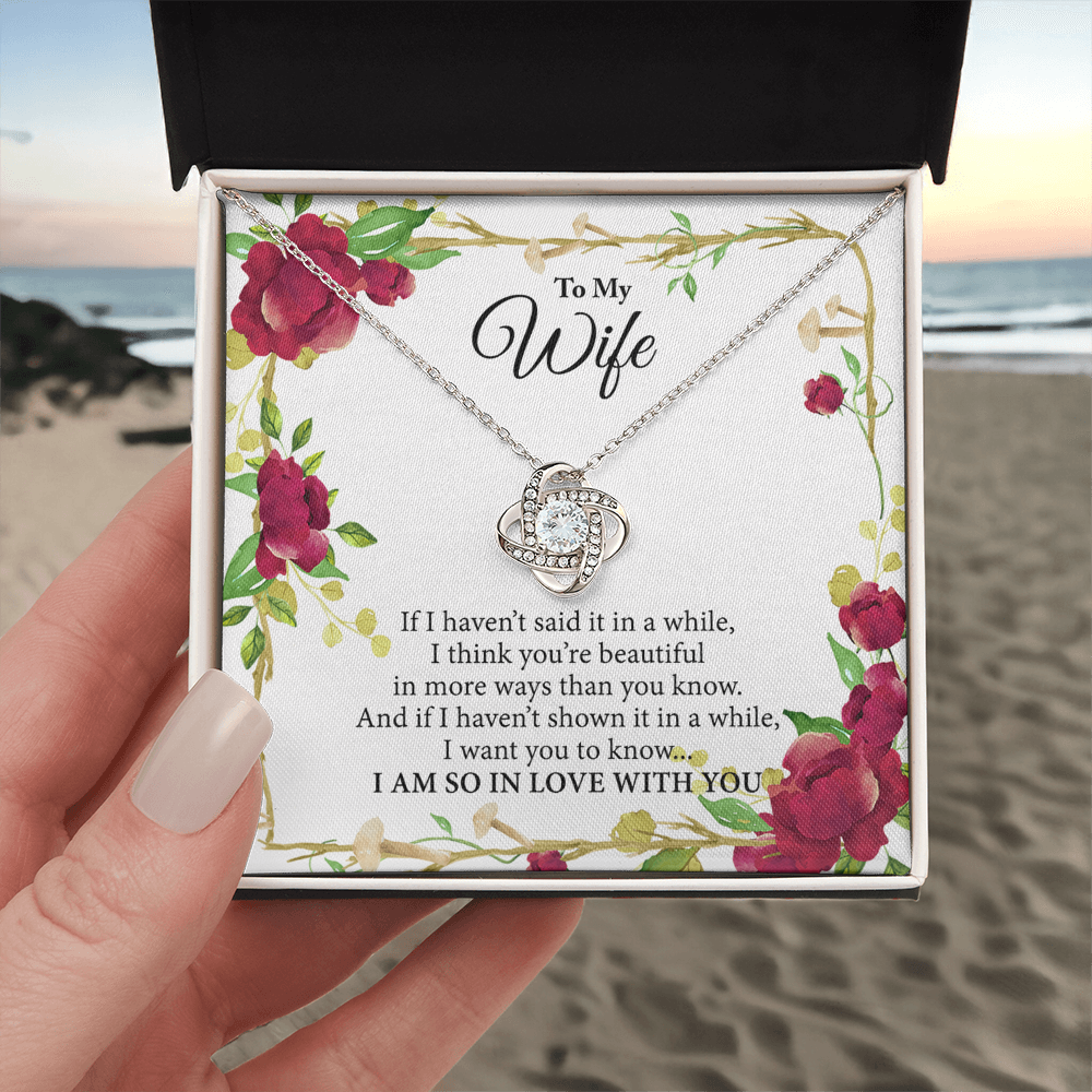 Wife Gift Necklace From Husband, To My Wife Necklace, Wife Love Knot Necklace From Husband, Jewelry Gift For Women Badass Wife Gift Necklace Soulmate Necklace Gift From Men You're Beautiful Necklace