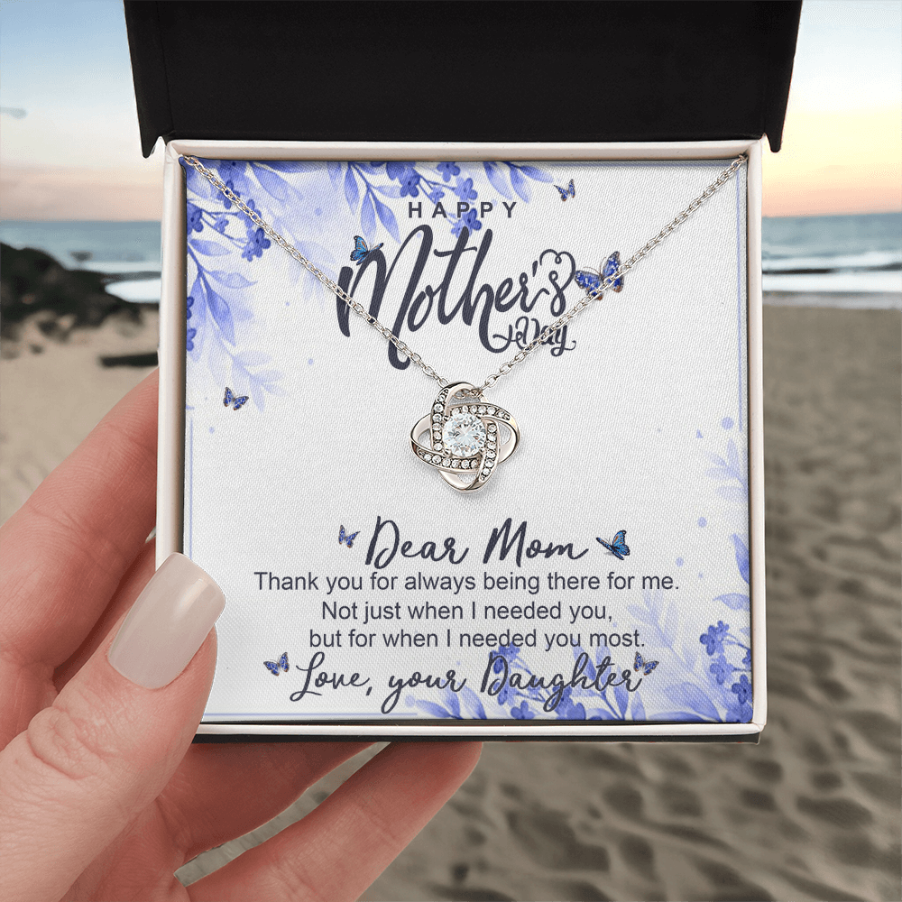 Happy Mother Day Necklace Gift For Mom, Dear Mom Necklace From Daughter, To My Mom Love Knot Necklace Gift On Mothers Day, Anniversary, Christmas Birthday Gifts, Jewelry Gift For Mom, Women