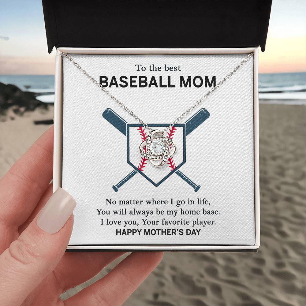 Baseball Mom Necklace, To The Best Baseball Mom Necklace From Son, Favorite player Necklace Gift For Mom, Happy Mother's Day Necklace Gift For Baseball Mom Love Knot Necklace Jewelry Gift For Women