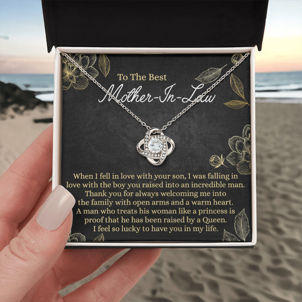 Mother In Law Gift Necklace, To The Best Mother In Law Love Knot Necklace From Daughter In Law, Jewelry Gift for Women, Mother In Law, Bonus Mom Gift Necklace, Mother-In-Law Gift Love Knot Pendant