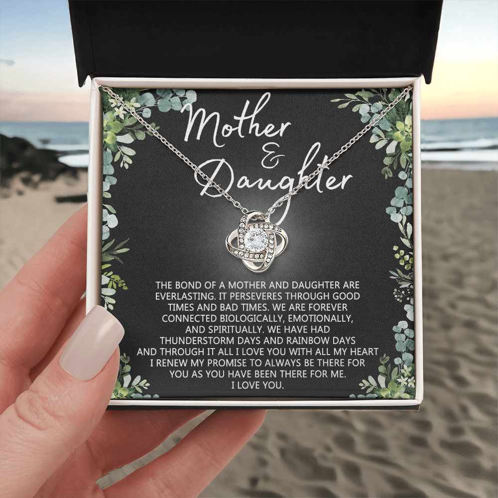 Mother And Daughter Necklace, Mothers day Necklace Gift For Mother, To My Mother Love Knot Necklace Gift From Daughter To Mom Jewelry Gift For Women Bonus Mom Boyfriend's Mom Gift Necklace