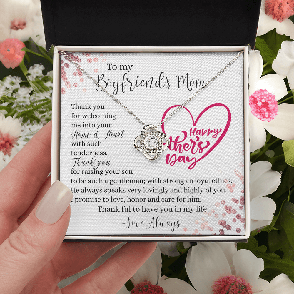 To My Boyfriend's Mom Necklace From Girlfriend, Gift Necklace To Boyfriends Mom, Necklace For Boyfriend's Mom On Mothers Day Birthday Gift Christmas Anniversary, Happy Mother's Day Jewelry For Women