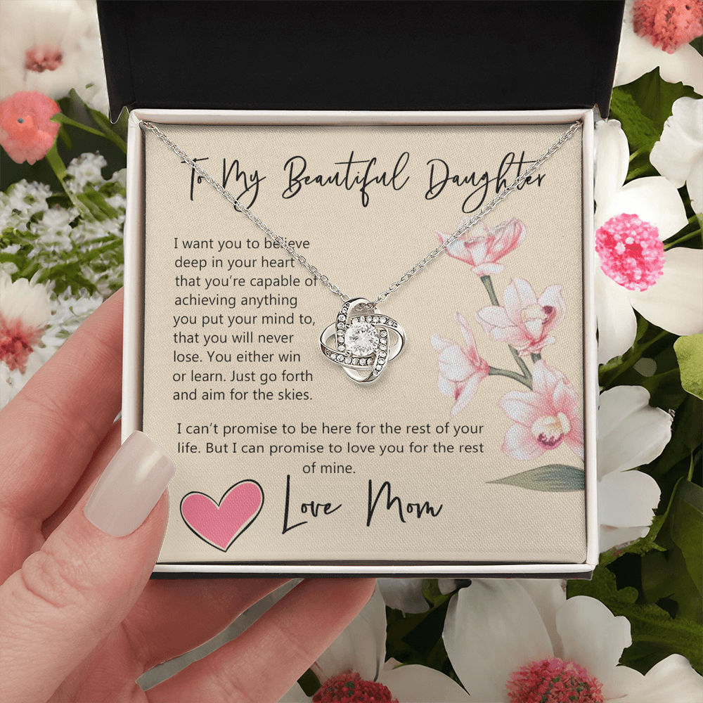 Daughter Gift Necklace, To My Beautiful Daughter Necklace From Mom, Mother, Necklace Jewelry For Daughter, Mother And Daughter Necklace Pendant Gift On Christmas, Anniversary Graduation Gift