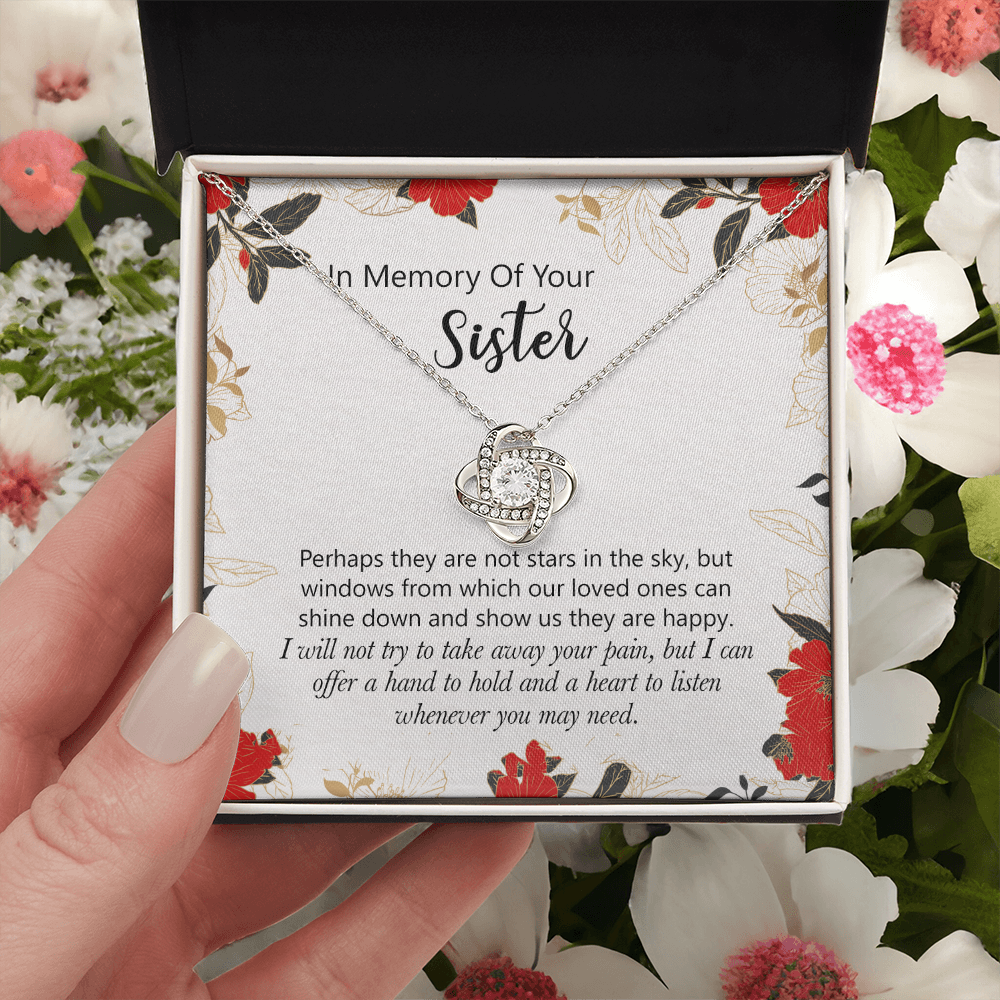 In Memory Of Your Sister Love Knot Necklace Gift For Sister, Sympathy Loss Of Sister Necklace, Memorial Gift Pendant For Loss Of Sister, Sympathy Gift Loss Of A Sister, Jewelry Gift for Women