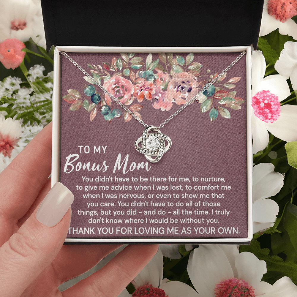 To My Bonus Mom Necklace From Bonus Daughter, Bonus Mom Gift Necklace, Bonus Mother Jewelry For Women, Thank You For Loving Me As Your Own Necklace Gift For Mom On Mothers Day, Anniversary, Birthday