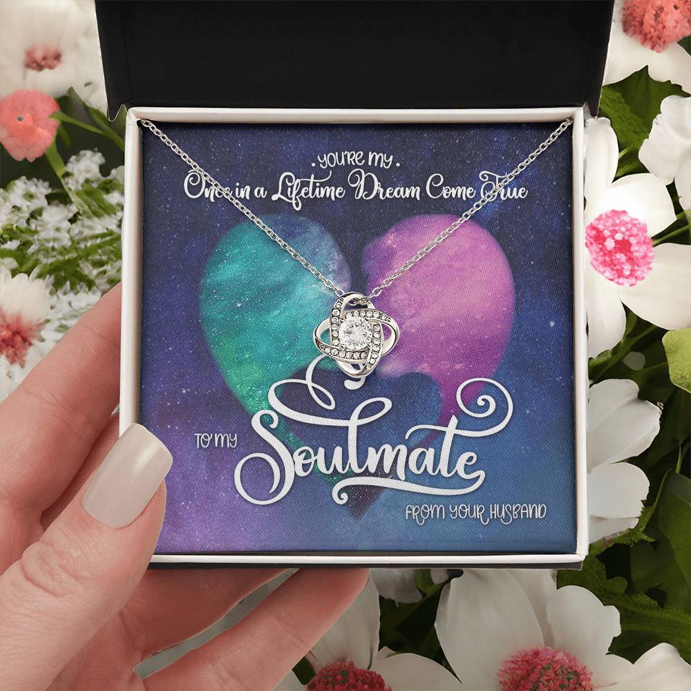 To My Soulmate Love Knot Necklace From Husband To Wife, Girlfriend, Soulmate Gift Love Knot Pendant On Valentines Day Christmas Necklace for Her Romantic Lifetime Dream Jewelry Gift For Women