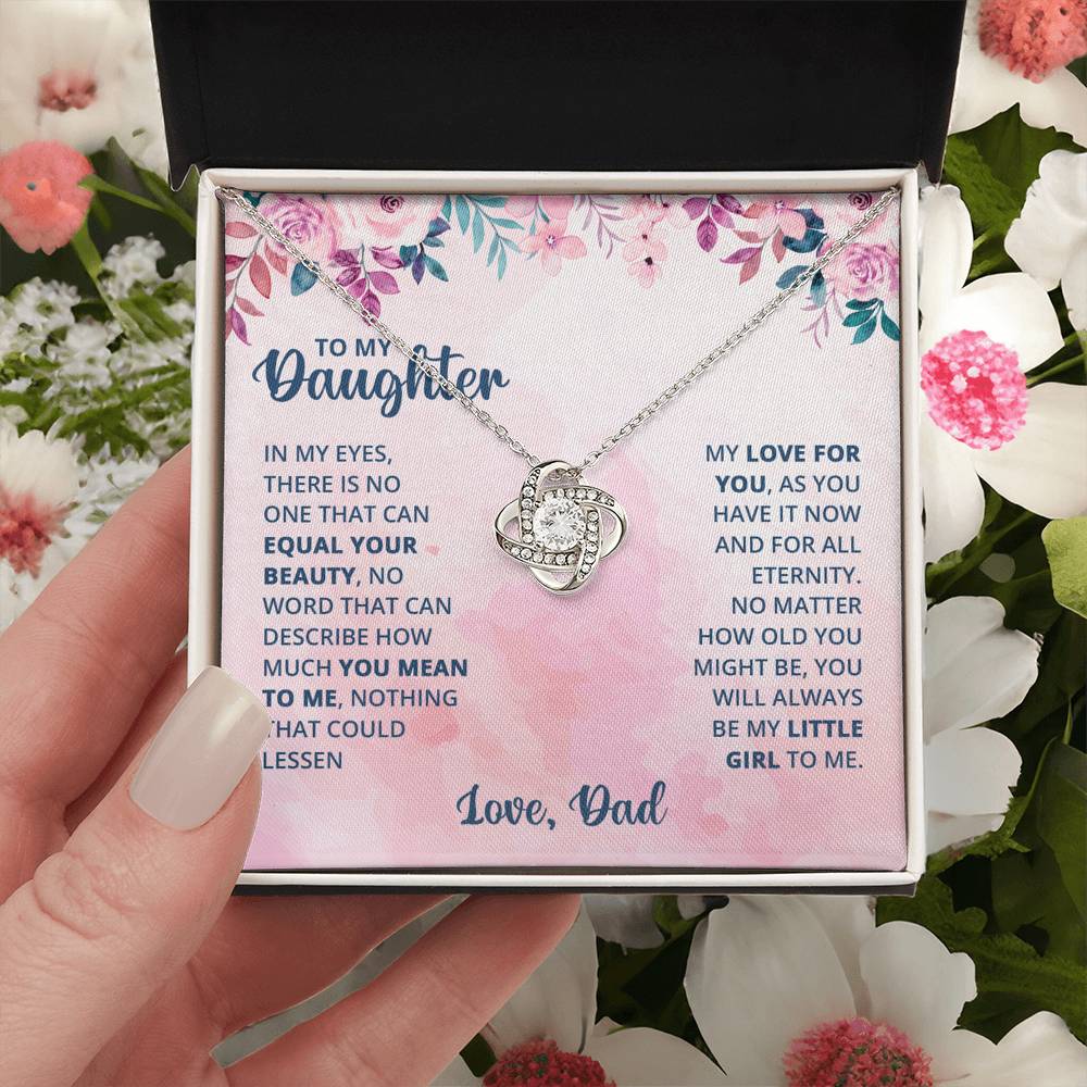 Father To Daughter Gifts Necklace From Dad, Father And Daughter Love Knot Necklace, To My Daughter Necklace From Daddy On Graduation, Birthday, Valentines, Christmas For Daughter Beautiful Girl
