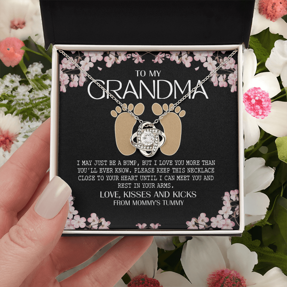 Jewelry Gift for Women, Grandma - To My Grandma Love Knot Necklace From Mommy's Tummy, Grandma And Granddaughter Gift Necklace, This Necklace Close To Your Heart Pendant, My Grandma Gift Necklace