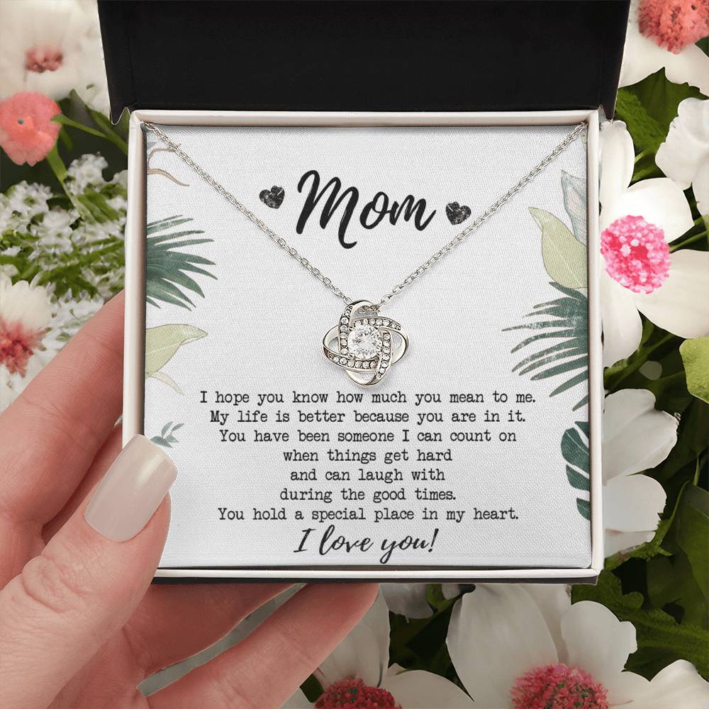 Mothers Day Necklace Gift, Gift Necklace for Mom, To My Mom Love Knot Necklace From Daughter, Mother And Daughter Gift Necklace, Jewelry Gift For Women, Mother Gift Necklace I Love You Love Knot Necklace 6323