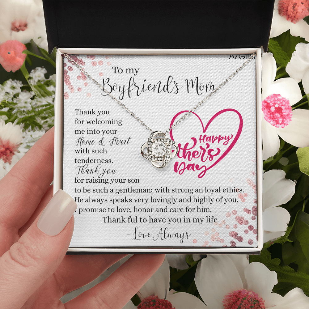 To My Boyfriend's Mom Necklace From Girlfriend, Gift Necklace To Boyfriends Mom, Necklace For Boyfriend's Mom On Mothers Day Birthday Gift Christmas Anniversary, Happy Mother's Day Jewelry For Women