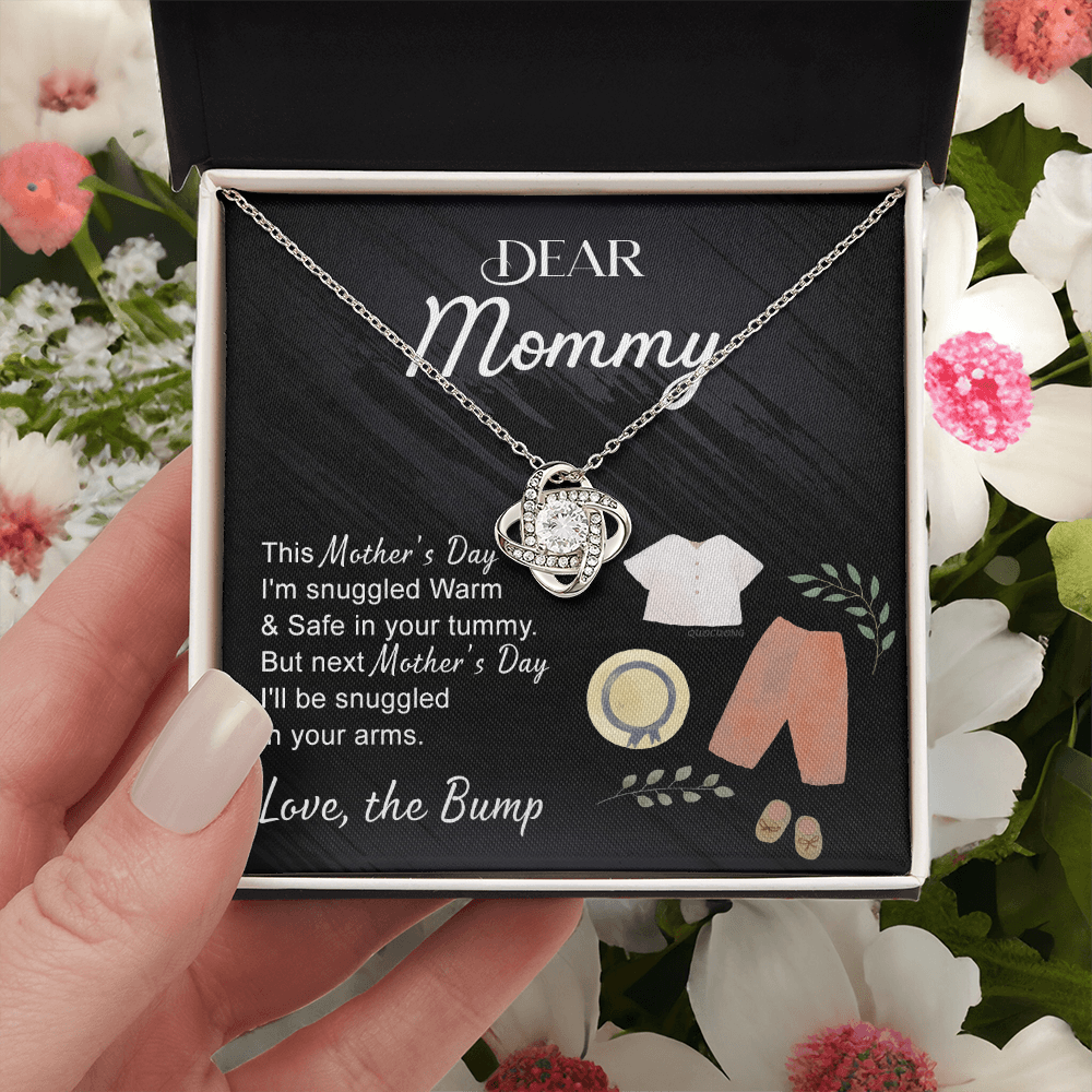 Dea Mommy Necklace, Mothers Day Gifts for Pregnant Wife, Happy Mothers Day Love Knot Necklace, Gift Necklace for Moms to Be, Mother To Be Mothers Day Pendant Gift, To My Mommy Necklace from Bump