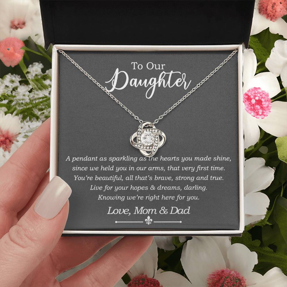 Daughter Gift Necklace, To My Daughter Gift Necklace From Mom And Dad , Step Daughter Necklace, Stepdaughter Gifts from Stepmom Stepdad Gifts from Stepdad Includes Message Card and Gift Box