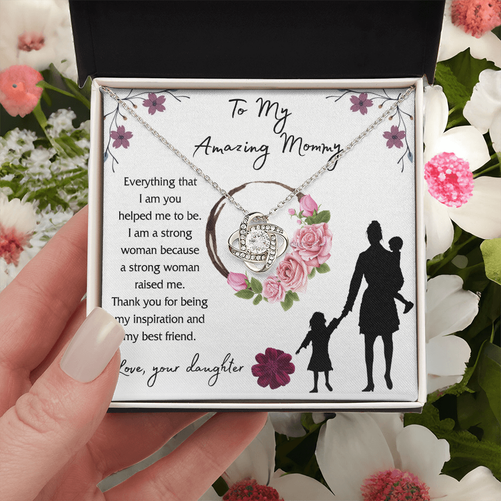 Mom And Daughter Gift Necklace, To My Amazing Mom Necklace From Daughter, Necklace Gift For Mom On Birthday Gift Anniversary Mother's Day Necklace Gift Mom Love Knot Necklace Jewelry Gift For Women