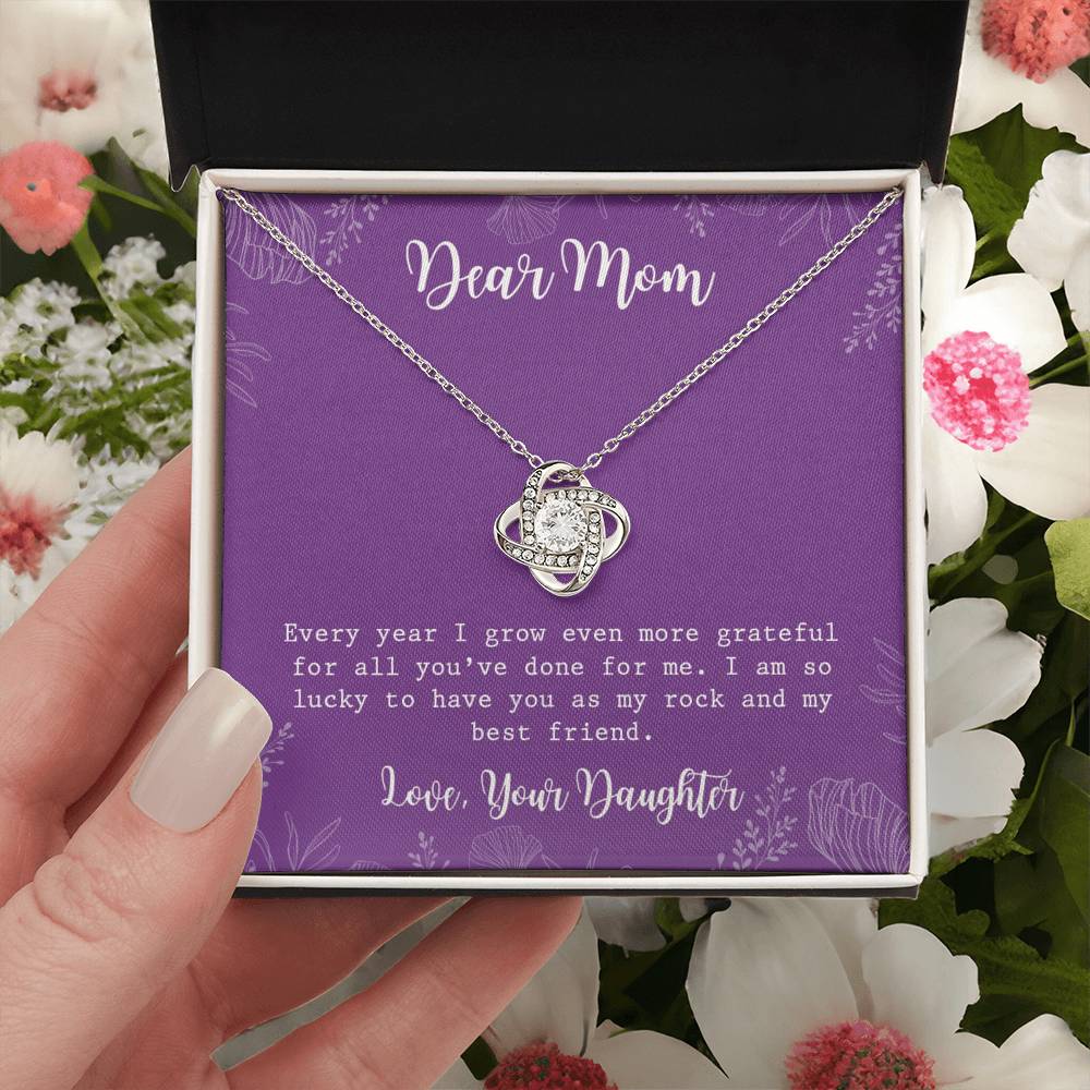 Dear Mom Necklace, To My Mom Love Knot Necklace From Daughter My Best Friend Gift Necklace For Mom, Birthday Gift For Mom, Anniversary Pendant Gift For Mom, Jewelry Gift For Mom From Daughter Git Love Knot Necklace 6323