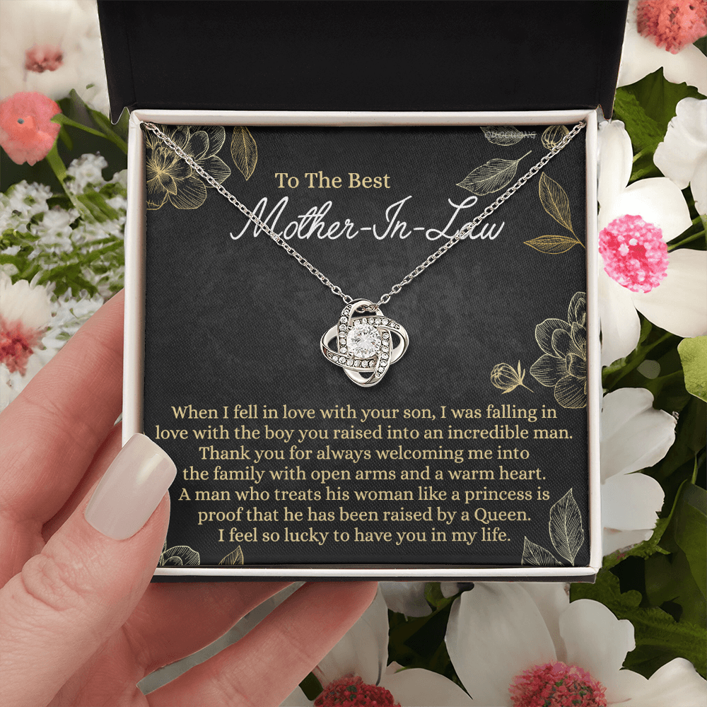 Mother In Law Gift Necklace, To The Best Mother In Law Love Knot Necklace From Daughter In Law, Jewelry Gift for Women, Mother In Law, Bonus Mom Gift Necklace, Mother-In-Law Gift Love Knot Pendant