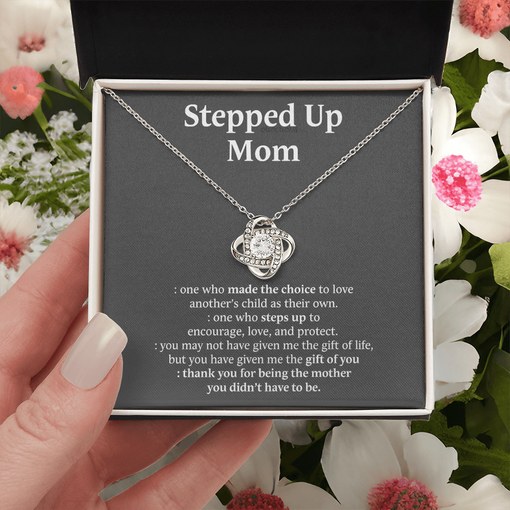 Inspirational StepMom Gifts Stepped Up Mom Necklace Birthday Gift for Bonus Mom
