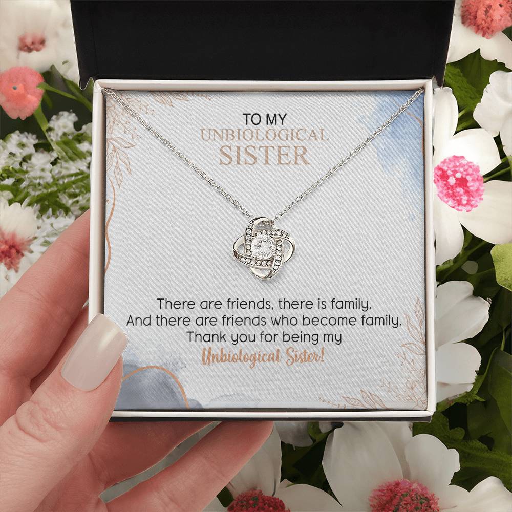 To My Unbiological Sister Love Knot Necklace Gift From Sister, Brother, Best Friend, Sister Gift Love Knot Pendant, Sister Remembrance Gift Necklace, Sister Keepsake Gift For Unbiological Sister