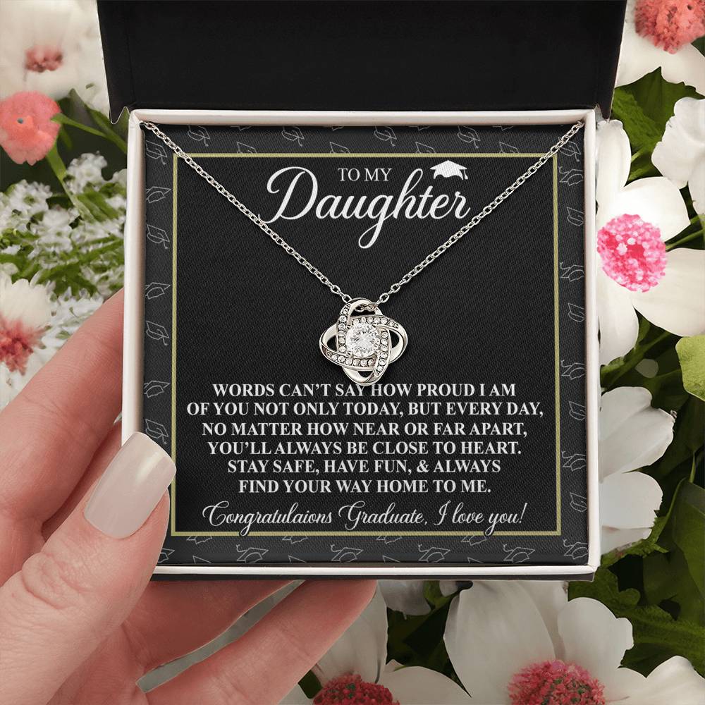 To My Daughter Gift Necklace From Father to Daughter Gift, Birthday Necklace Love Knot Pendant Necklace Gift Message Card and. Gift Box styles On Birthday, Christmas, Anniversary Graduation Gift