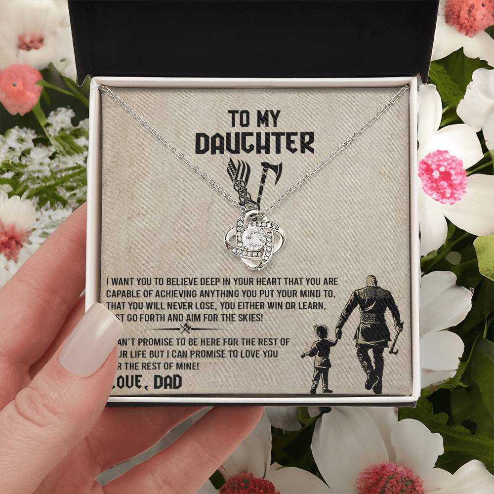 To My Daughter  Necklace from Viking Dad, Baby Girl Necklace Support Breath Be There Love Knot Chain, Personalized Gift Chain Necklace Jewelry for Women Gift On Birthday, Christmas Graduation Gift