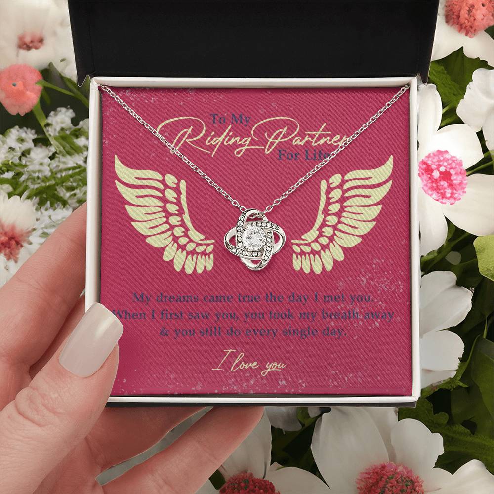 To My Riding Partner for Life Necklace From Husband, Boyfriend, Biker Wife Motorcycle Love Knot Necklace, Jewelry For Women Gift Necklace for Her Romantic Girlfriend Gift Necklace Message Card