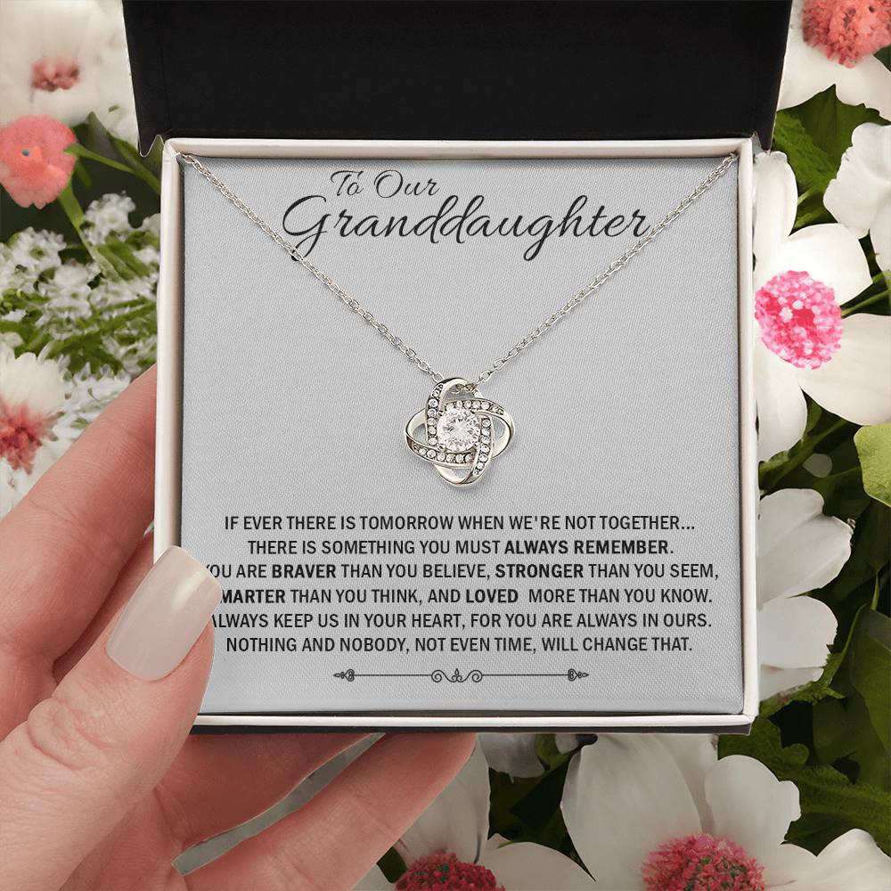 To Our Granddaughter Necklace From Grandma And Grandpa, Love Knot necklace For Granddaughter, Always Remember Necklace For Granddaughter, Our Granddaughter Jewelry Gift For Girls, Littler Girl