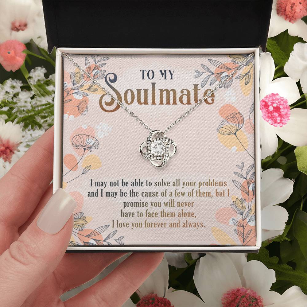 To My Soulmate Necklace Gift From Husband, Boyfriend To Wife, Girlfriend, Soulmate Gift Love Knot Necklace On Valentines Day Christmas Necklace for Her Romantic, Jewelry Gift For Women