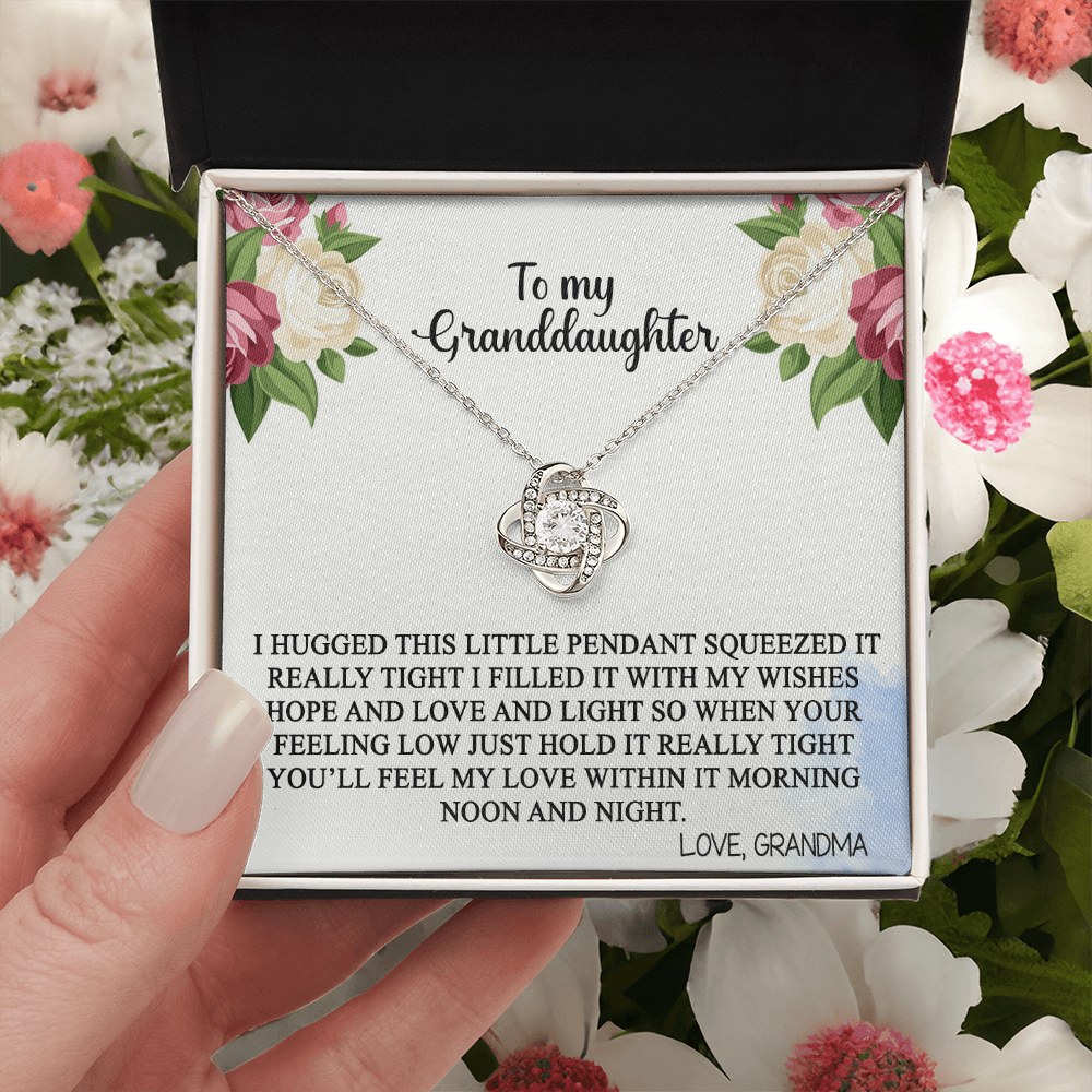 Love Knot Necklace Granddaughter Gifts From Grandma Grandpa - Granddaughter Necklace Card Message Gifts With Message Card and Gift Box On Graduation Gift Birthday Gift Christmas Inspirational Quotes