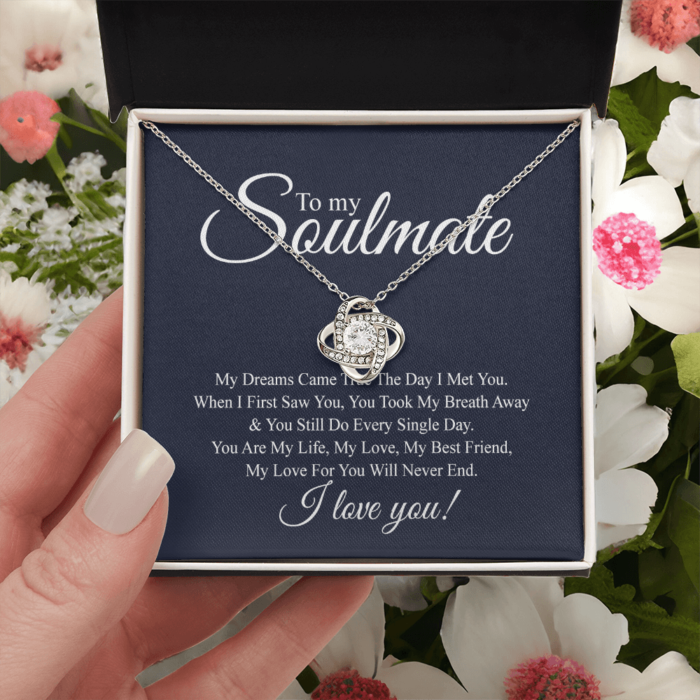 To My Soulmate Love Knot Necklace From Futture Husband To Wife Girlfriend Soulmate Gift Love Knot Pendant On Valentines Day Christmas Necklace for Her Romantic My Dreams Jewelry Gift For Women