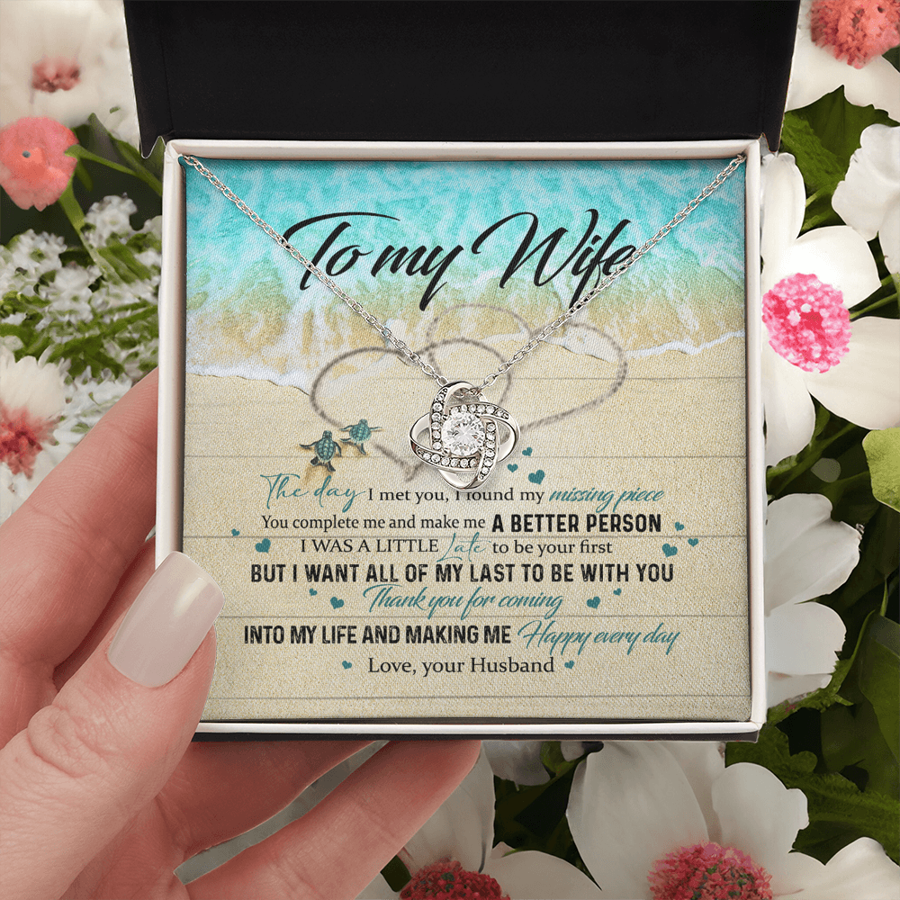 To My Wife Necklace From Husband Happy Every Day Necklace Gift For Wife, Wife Gift Necklace, Husband To Wife Gift Love Knot Pendant Gift From Men Jewelry Gift For Women, Soulmate Gift Pendant