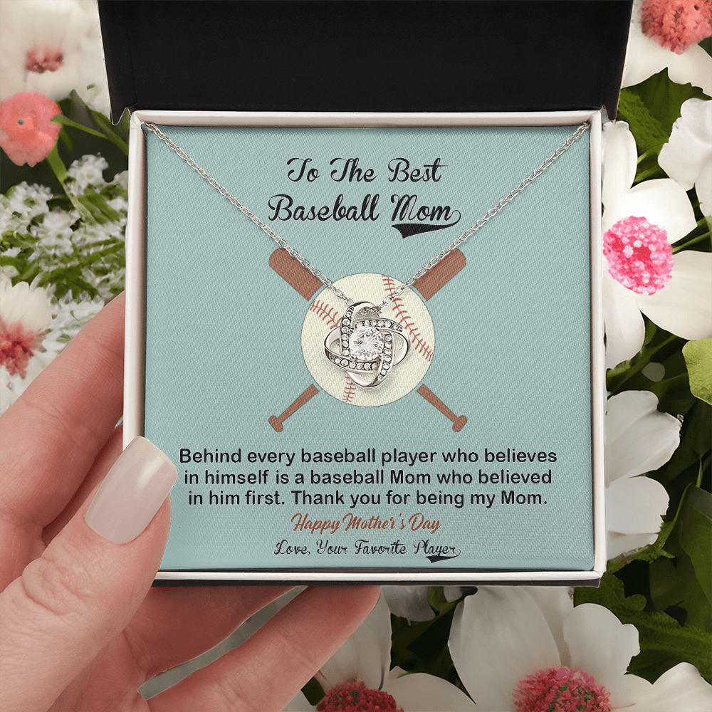Baseball Mom Gift Necklace, To the Best Baseball Mom Necklace From Daughter, Favorite Player Necklace Gift For Mom, Baseball Mom Love Knot Necklace Jewelry Gift For Women, To The Best Mom Necklace