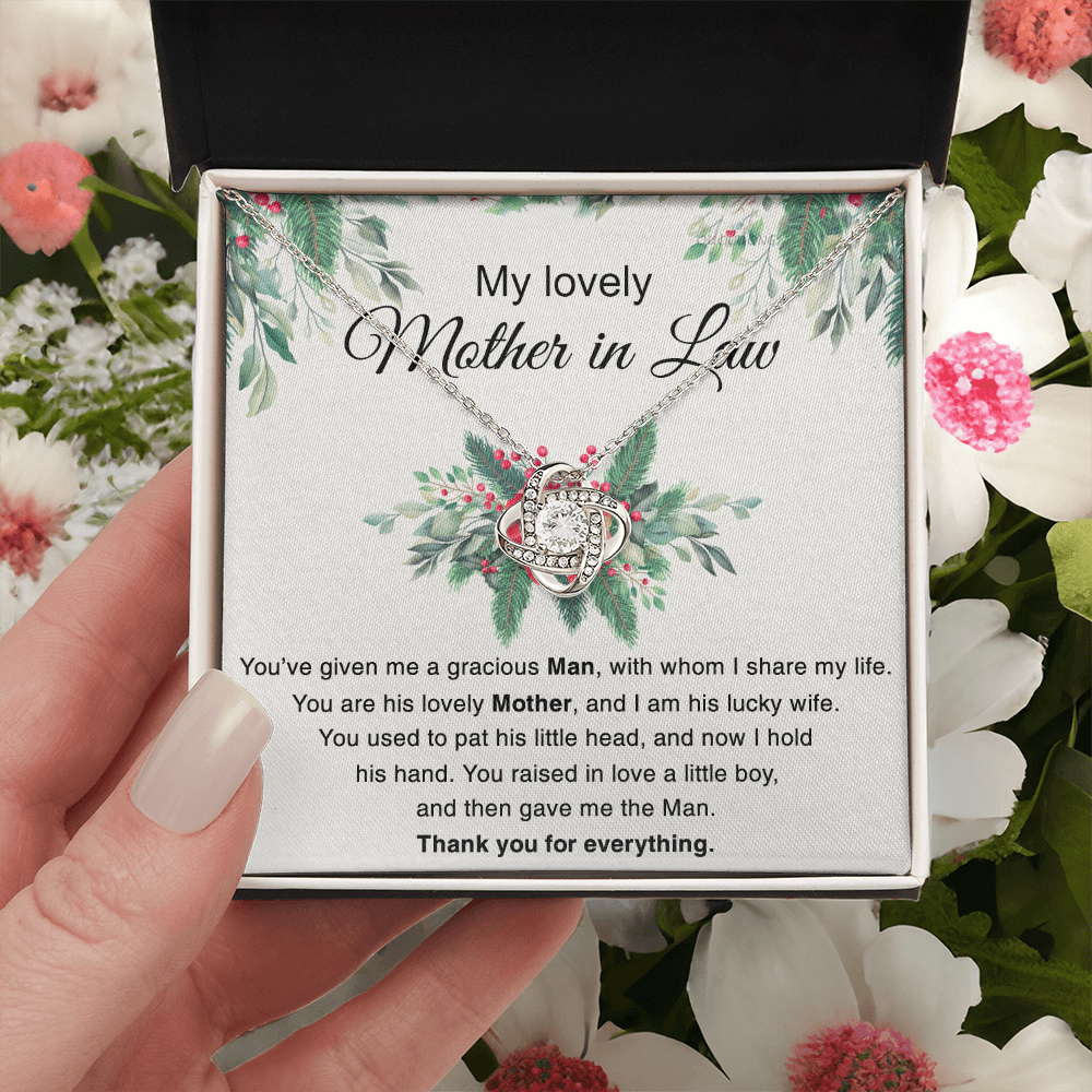 Mother in Law Gift Necklace, To My Lovely Mother In Law Love Knot Necklace From Daughter In Law Thank you For Mom Necklace Jewelry Gift For Women Bonus Mom Gift Necklace, Lovely Mother Gift Necklace