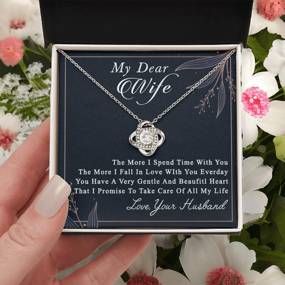 Dear Wife Necklace From Husband, Love, Your Husband Necklace Gift For Wife, Soulmate Gift Necklace, To My Wife Love Knot Necklace, Jewelry Gift For Women Girlfriend Gift Necklace, Dear Wife Pendant