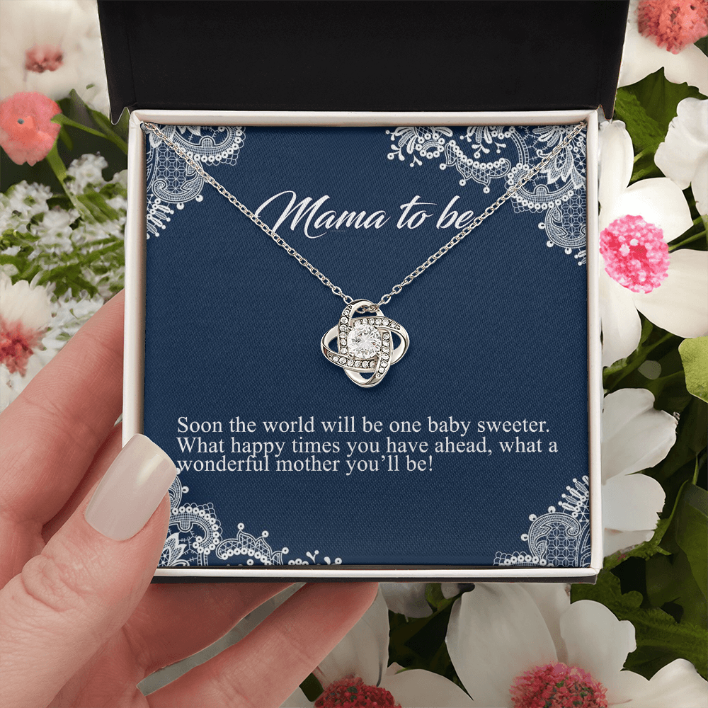 Mama To Me Gift Necklace, To My Mom Love Knot Necklace Gift For Mom From Daughter, Soon The World Mom Jewelry Gift For Women, Mother, Womenderful Mother Gift Necklace For Mama To be Pendant Gift